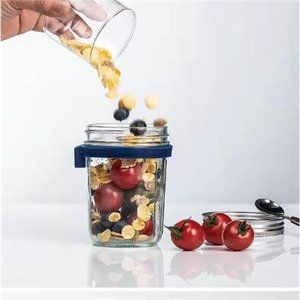 Oats Container with Lid and Spoon, Overnight Oats Jar with Measurement Marks